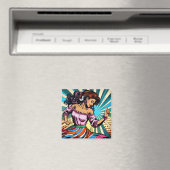 Aimant Jolie Femme Dansant Salsa Pop Art (In Situ (Lave-vaisselle))