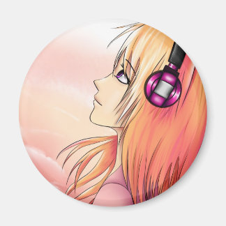 Aimant Jolie fille Anime au coucher du soleil