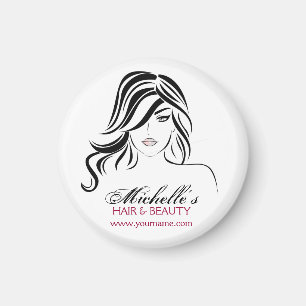 Aimant Jolie fille aux cheveux ondulés et Icône maquillag