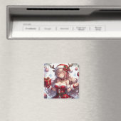 Aimant Jolie fille de Noël d'anime (In Situ (Lave-vaisselle))