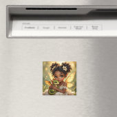 Aimant Jolie Fille Fée d'Anime et Dragon Chibi (In Situ (Lave-vaisselle))