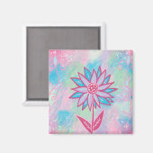 Aimant Jolie fleur pastel dessinée à la main (Recto/Verso)