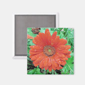 Aimant Jolie fleur rouge avec Raindrops (Recto/Verso)