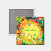 Aimant Jolie florale jaune Customisé Inspirivité (Recto/Verso)