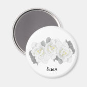 Aimant Jolie Gardenia blanche Fleurs sur blanc (Recto/Verso)