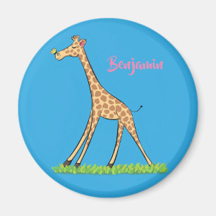 Aimant Jolie girafe avec dessin animé de papillon