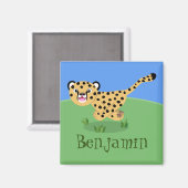 Aimant Jolie guépard avec dessin animé (Recto/Verso)