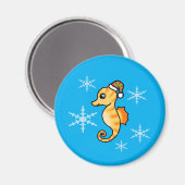 Aimant Jolie hippocampe flocon de neige d'hiver de vacanc (Recto/Verso)