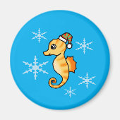 Aimant Jolie hippocampe flocon de neige d'hiver de vacanc (Devant)