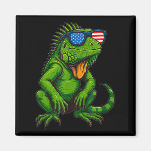 Aimant Jolie Iguana Avec L'Amérique Costume Sungles Pour