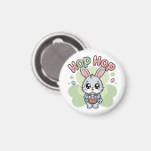 Aimant Jolie illustration de lapin de Pâques avec panier (Recto/Verso)