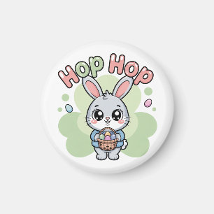 Aimant Jolie illustration de lapin de Pâques avec panier