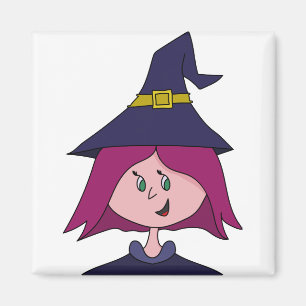 Aimant Jolie jeune sorcière Halloween