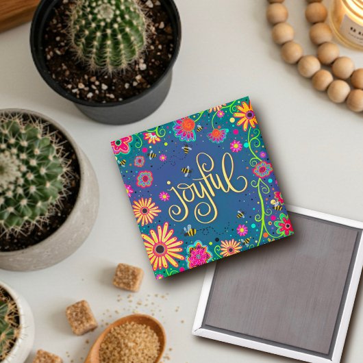 Aimant Jolie Jolie Jolie Colorful Floral Bees Inspirivity