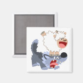 Aimant Jolie joueuse de dessin mouton et de loup de magne (Recto/Verso)