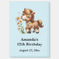 Jolie Licorne Mangeant des Marguerites Fête Carte