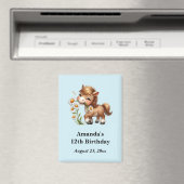 Aimant Jolie Licorne Mangeant des Marguerites Fête Enregi (In Situ (Lave-vaisselle))