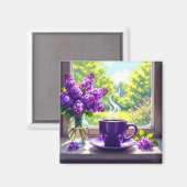 Aimant Jolie Lilacs et café violets (Recto/Verso)