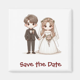 Aimant Jolie mariée et marié, réservez la date