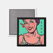 Aimant Jolie Pop Art rétro XOXO (Recto/Verso)