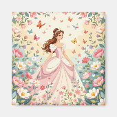 Aimant Jolie princesse avec papillons (Devant)
