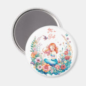 Aimant Jolie sirène Baby shower de fille C'est une fille (Recto/Verso)
