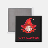 Aimant Jolie sorcière de Halloween aux cheveux rouges Mag (Recto/Verso)