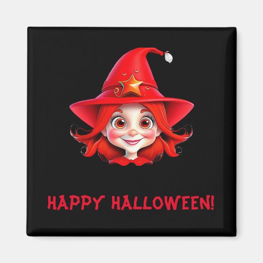 Aimant Jolie sorcière de Halloween aux cheveux rouges Mag (Devant)
