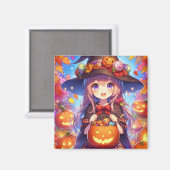 Aimant Jolie Sorcière d'Halloween Anime (Recto/Verso)