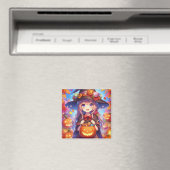 Aimant Jolie Sorcière d'Halloween Anime (In Situ (Lave-vaisselle))