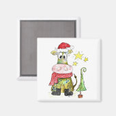 Aimant Jolie vache de Noël Whimsical (Recto/Verso)