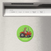 Aimant Jolie vache heureuse conduisant un dessin animé de (In Situ (Lave-vaisselle))