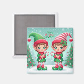 Aimant Jolies elfes de Noël (Recto/Verso)