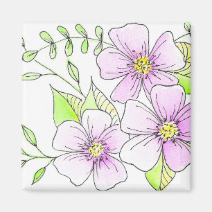 Aimant Jolies Fleurs Aquarelle Violettes