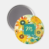 Aimant Jolies fleurs d'art populaire Monogrammé (Recto/Verso)