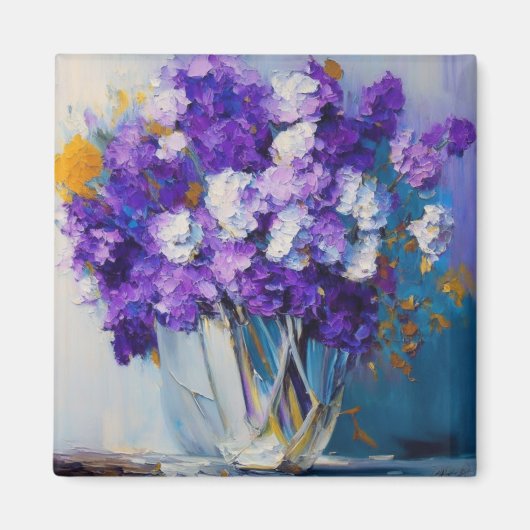 Aimant Jolies Fleurs Violettes Vintage (Devant)