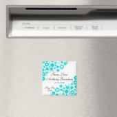 Aimant Jolies Florales Turquoise Économisez La Date Magne (In Situ (Lave-vaisselle))