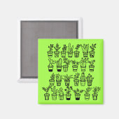 Aimant Jolies plantes doodle en pots (Recto/Verso)