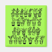 Aimant Jolies plantes doodle en pots (Devant)