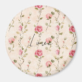 Aimant Jolies Roses Crème Roses Fleurs Amour (Devant)