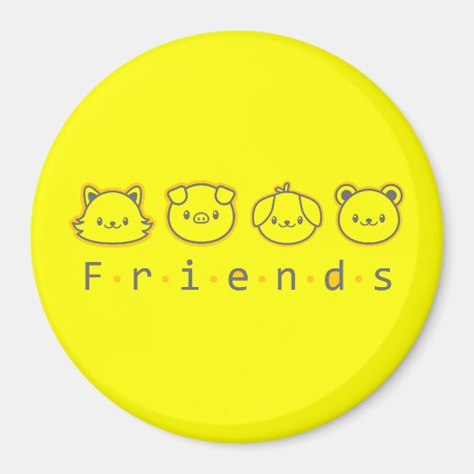 Aimant Jolis amis animaux se font face (Devant)
