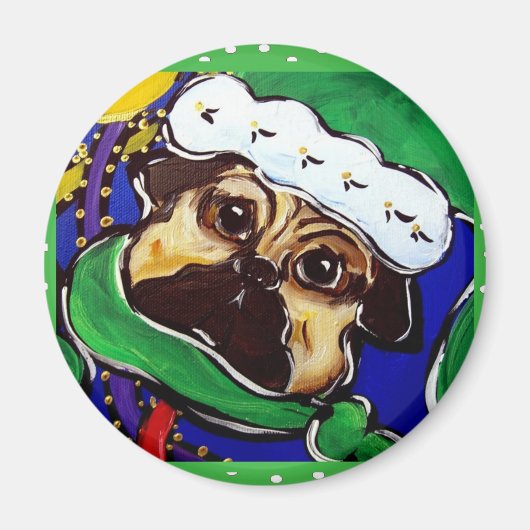 Aimant Jolis Pug de Noël (Devant)