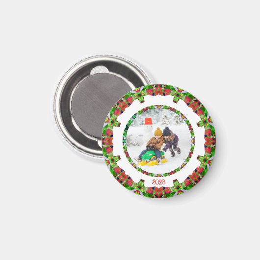 Aimant Jolly Festive Custom Photo de Noël Cadre photo (Recto/Verso)