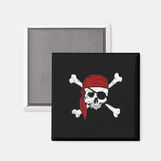 Aimant Jolly roger Pirate Tee Fun Pirates Crâne Et Croix (Recto/Verso)