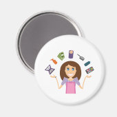 Aimant Jongler maman (Brunette) (Recto/Verso)