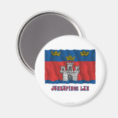 Aimant Jönköpings län drapeau à agiter nom (Recto/Verso)
