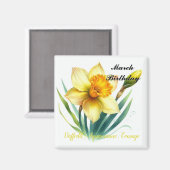 Aimant Jonquille de mars et pierre de naissance (Recto/Verso)