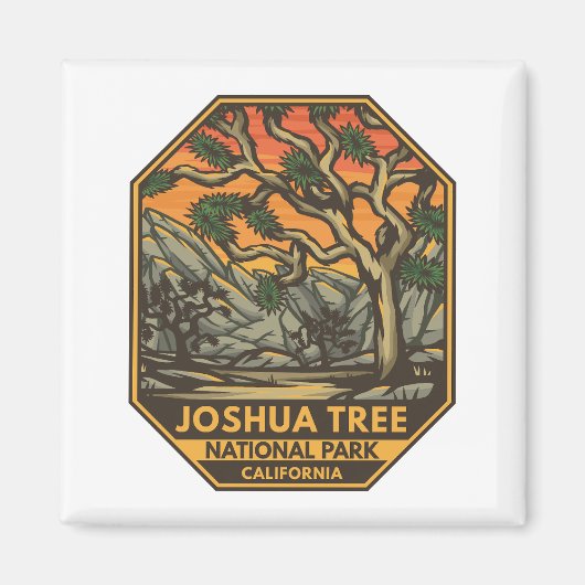 Aimant Joshua Tree National Park Sunset Retro Emblem (Devant)