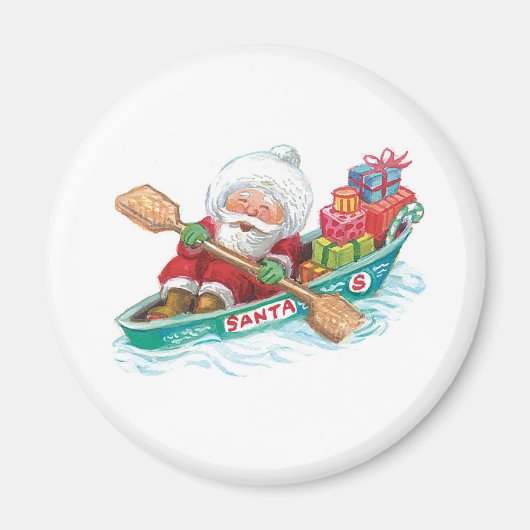 Aimant Jote Cartoon Jolly Santa Claus dans un bateau de r (Devant)