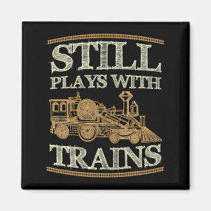Aimant Joue Encore Avec Les Trains Vintage Drôle Train